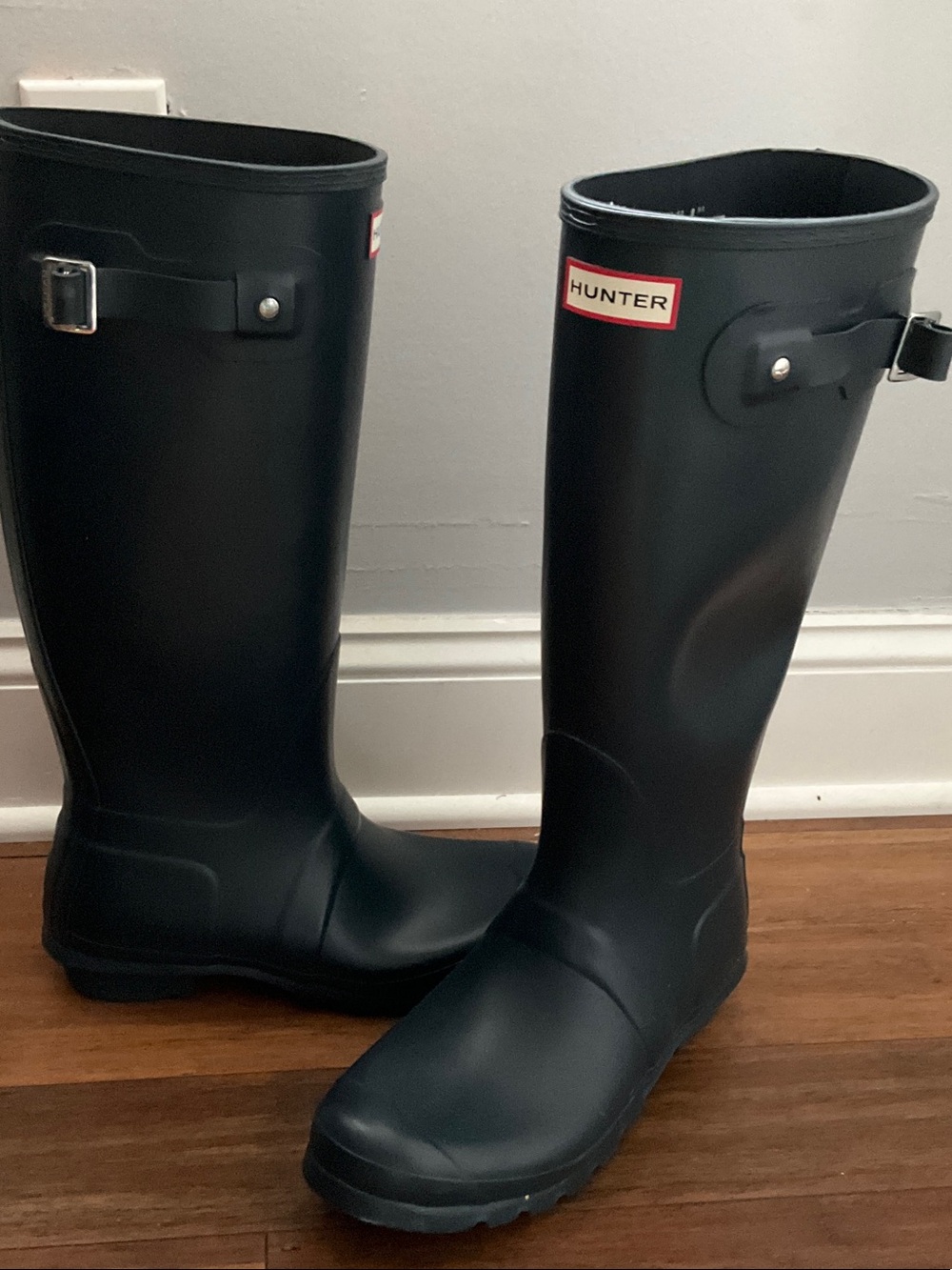 Hunter Blue Tall Women's Rain Boots with Side Buckle Size 10